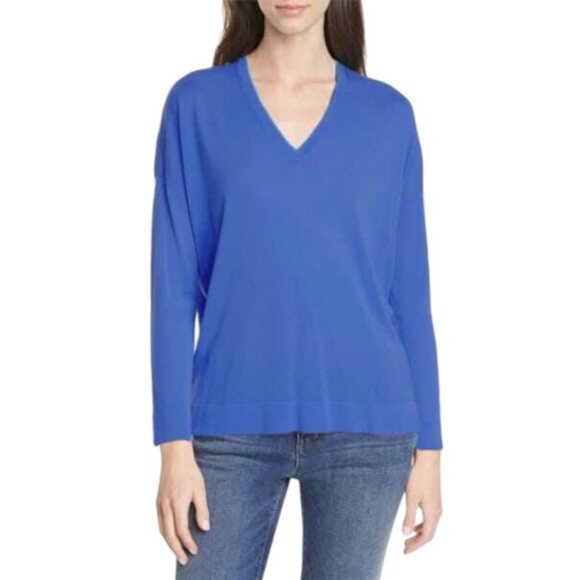 Eileen Fisher blue oversized V-neck tunic sweater size XXS - Picture 1 of 7